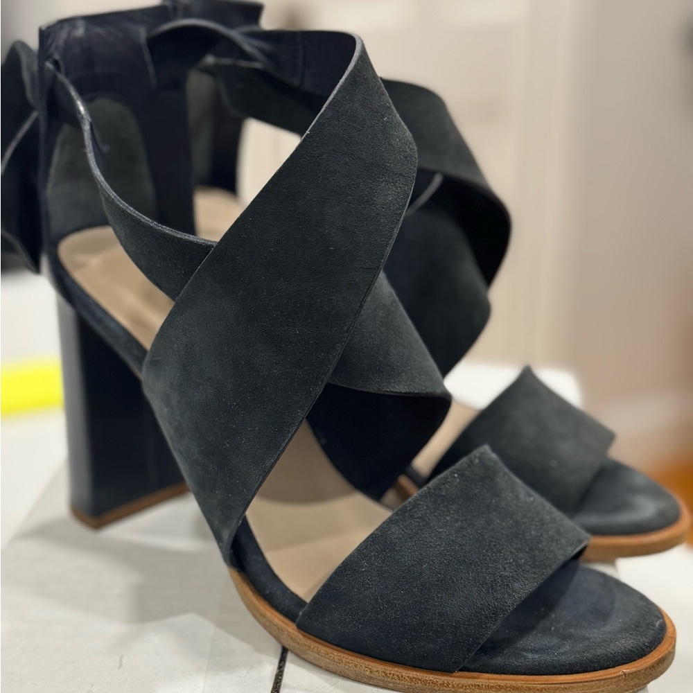 COS Dark Suede Crisscross Heels
